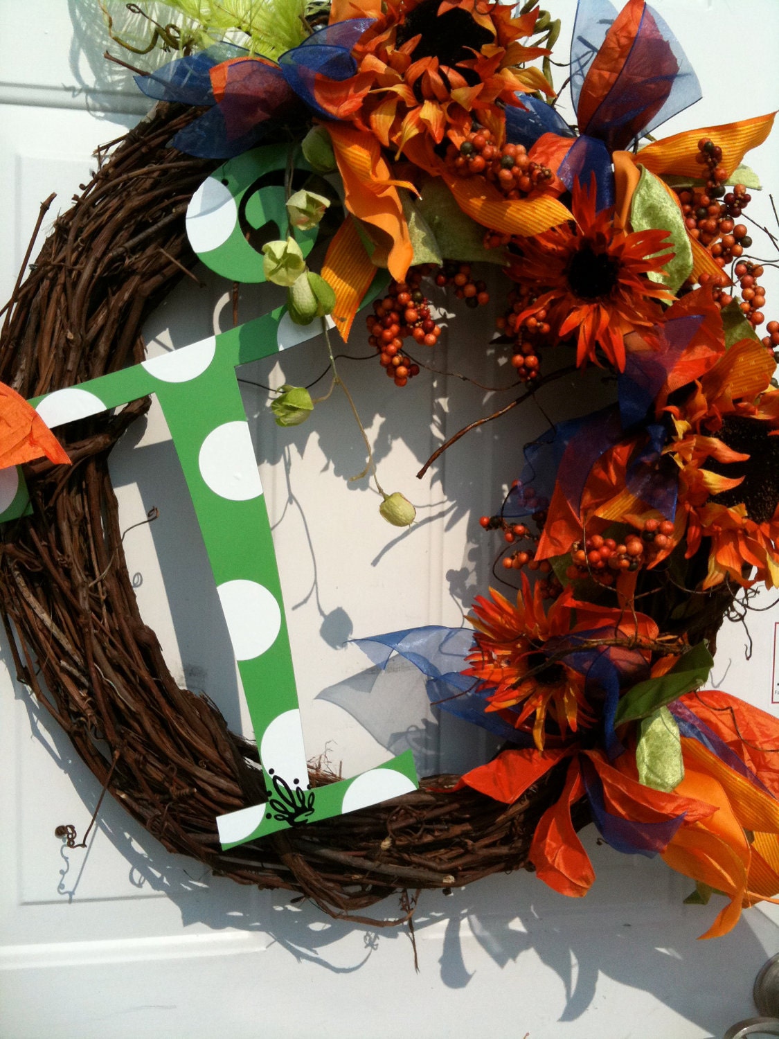 Custom Fall wreath Halloween and Thanksgiving A,B,C,D,E,F,G,H,I,J,K,L,M,N,O,P,Q,R,S,T,U,V,W,X,Y,Z