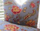 Pillow, Decorative Throw Pillow Cover, Designer Sapphire Floral Pillow Cover 24 x 24