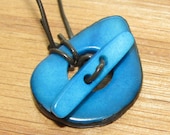 Turquoise Blue Tagua Nut Bead, Toggle Clasp, Organic Beads, Vegetable Ivory Beads, Natural Beads, EcoBeads