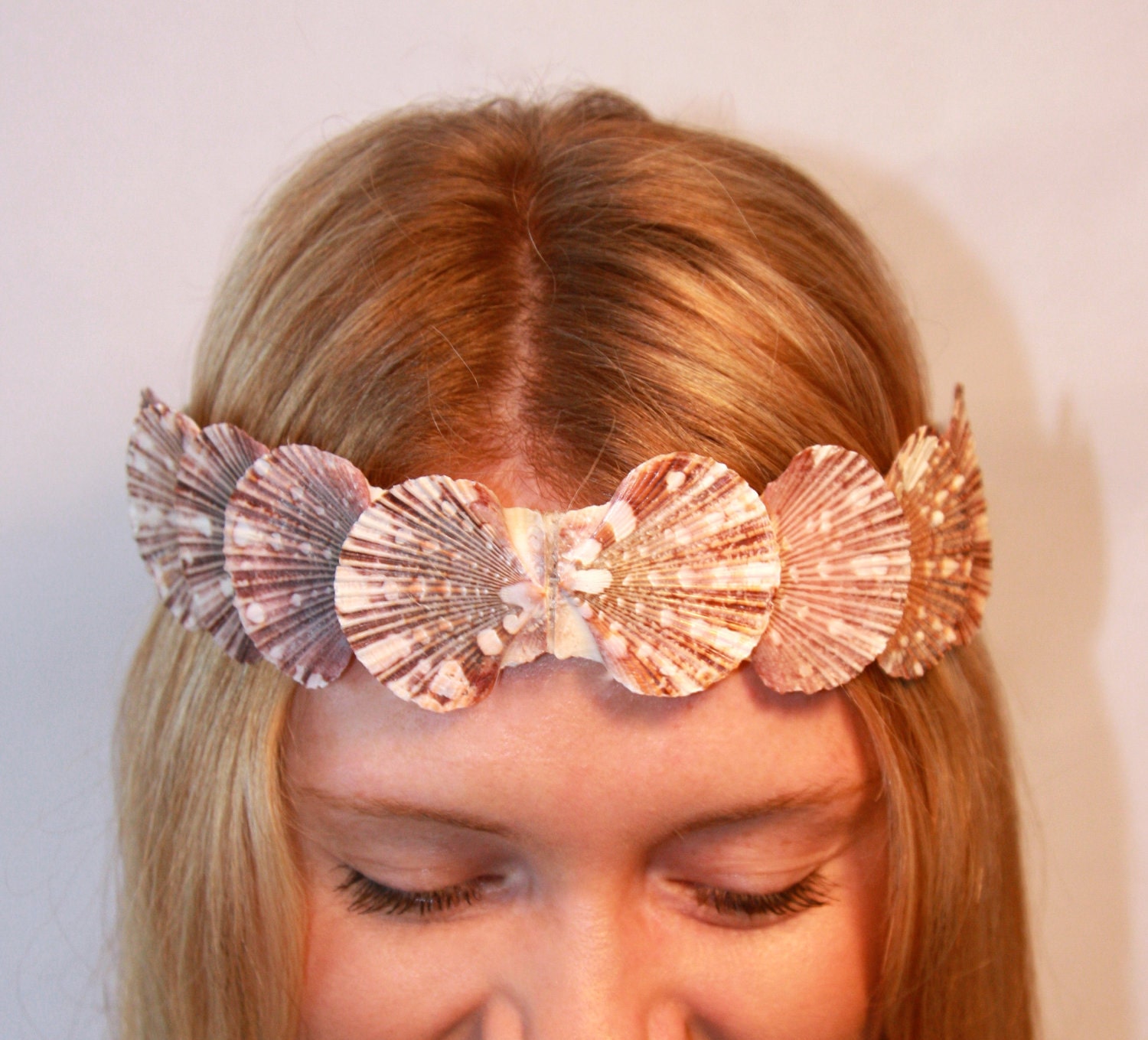 2 in 1 - Medium Shell Natural Pink Mermaid-Inspired Seashell Convertible Crown & Waist Belt