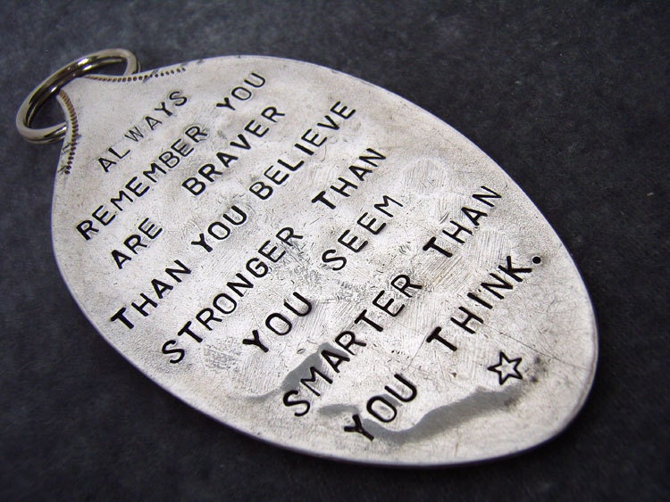 Braver, Stronger, Smarter vintage spoon keychain