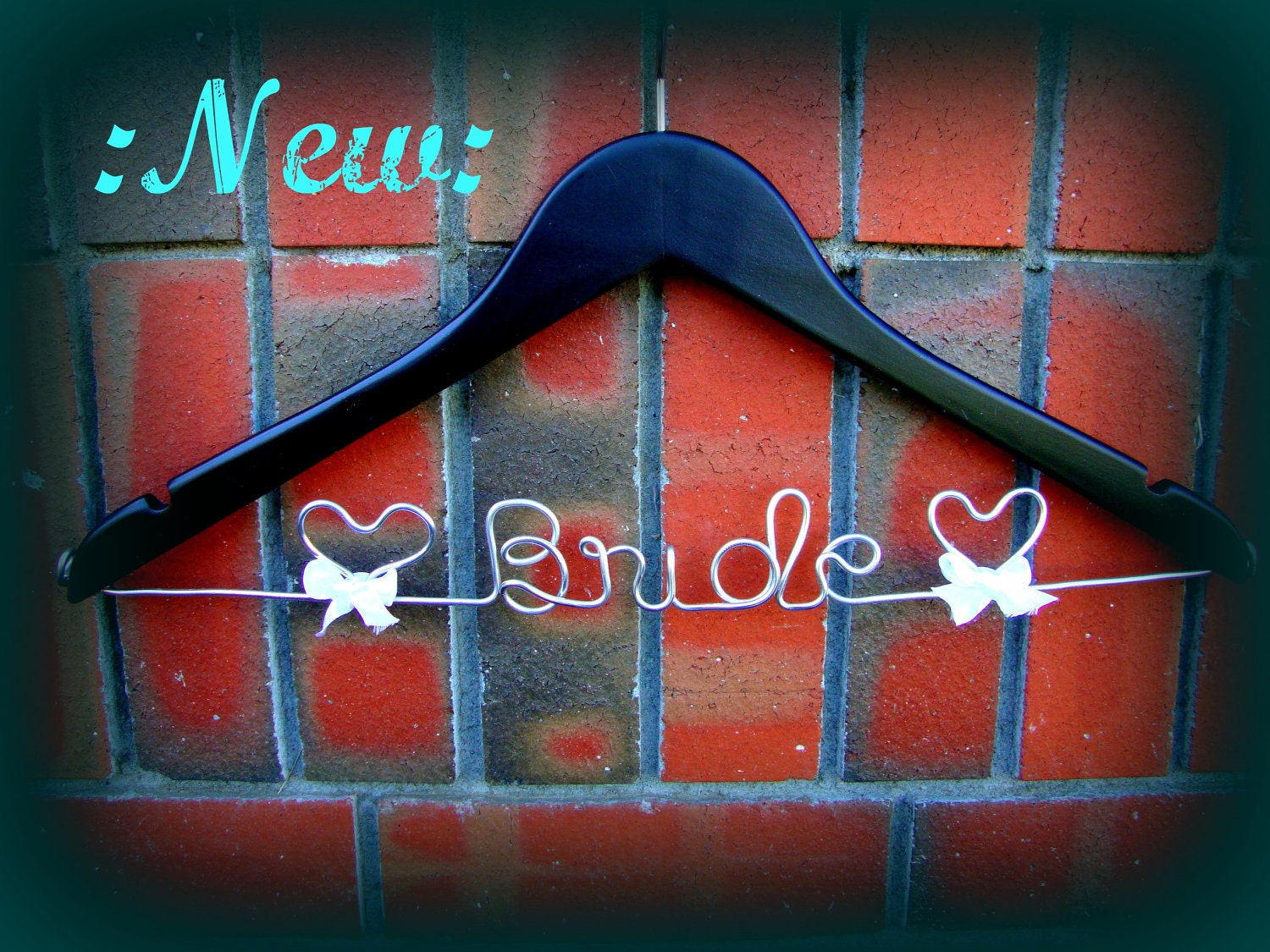 CLASSIC STYLE w/ Hearts - Custom Wire Hanger - Custom Bride Hanger - Brides Personalized Hanger - Bridal Hanger - Wedding