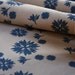 Hand Screen Printed Fabric - Floral Seeds (Sml) in Indigo on Hessian