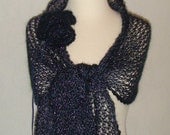 Handknit Lace Wrap Dark Blue/ Navy Luxurious with Lurex CLEARANCE Sale