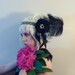 Art Nouveau Headband - Black and White Victorian Gothic Headdress with Rose and Veiling - Ready to Ship