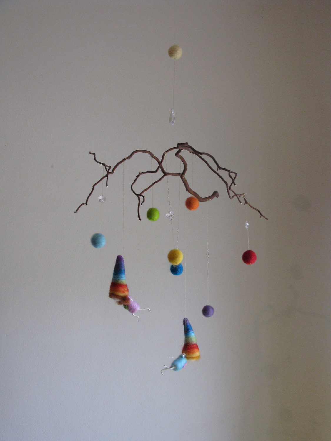 Needle felted rainbow children mobile babies friendly waldorf inspired