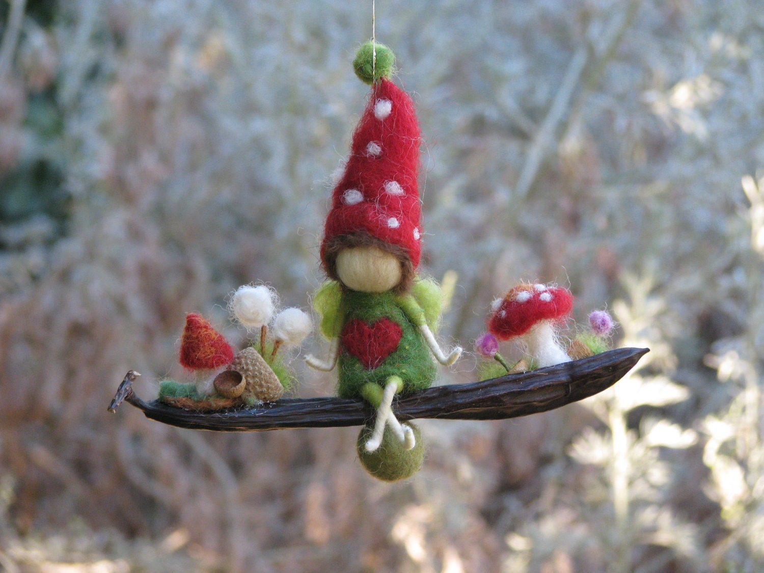 Needle felted little magic garden - waldorf inspired