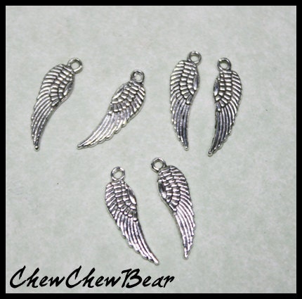 Tiny Silver Angel Wings 100 pcs 5x17mm