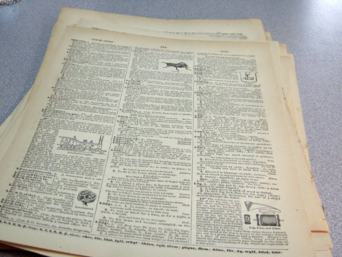 75 Paper Dictionary Book Pages 1890s