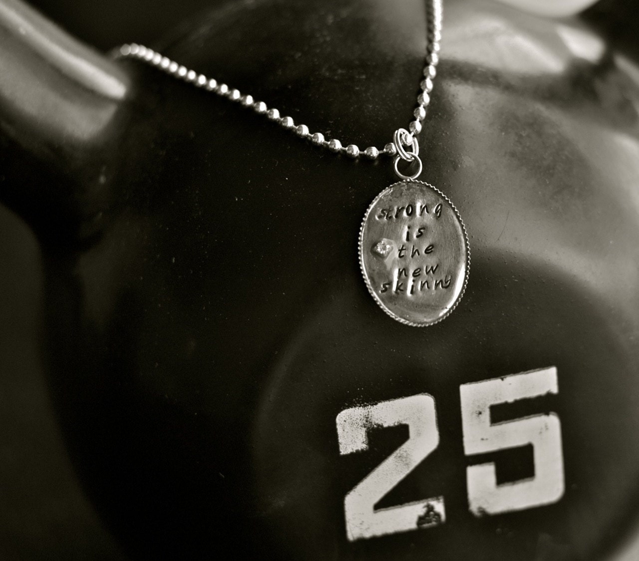 Strong Is the New Skinny Stamped Metal Necklace