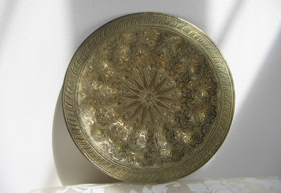 Vintage Solid Brass Wall Art Embossed by vintagenowandthen on Etsy
