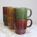 Vintage Mugs Coffee Cups Set of Six Ceramic Stackable 1970's Avocado Green Harvest Gold Brown Japan Retro Modern Boho Bohemian COOL