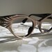 Vintage Cateye Frames Cat Eye by Frame France, Pearlized Rose Pink Black Rhinestones, NOS Eyeglasses Sunglasses FABULOUS