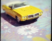 nursery kids decor toy cars colorful vintage classic modern lemon yellow lavender - Firebird Convertible - 8x8 Fine Art Photography Print