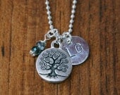 Personalized tree of life charm with initial disc