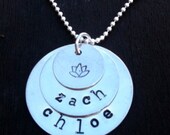 Personalized hand stamped three disc stacked