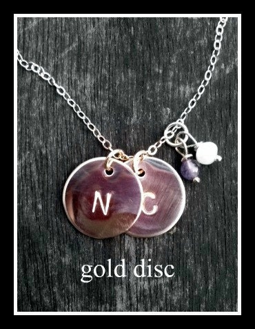 Personalized gold disc with stones