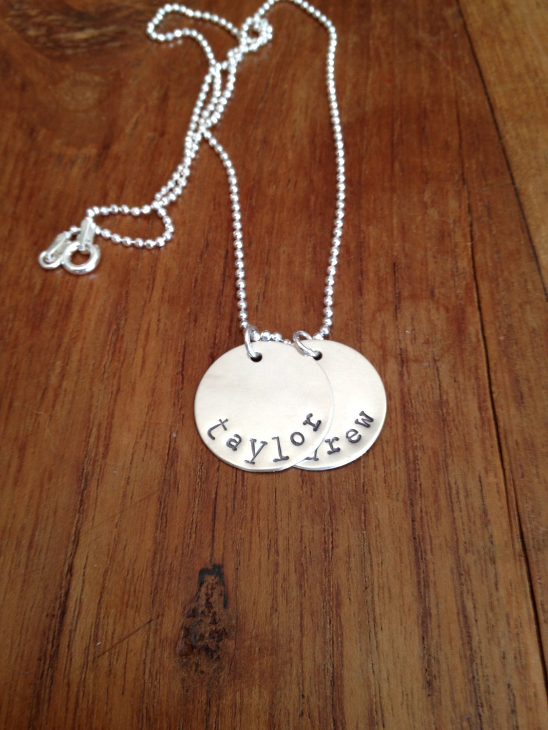 Personalized two stamped disc necklace