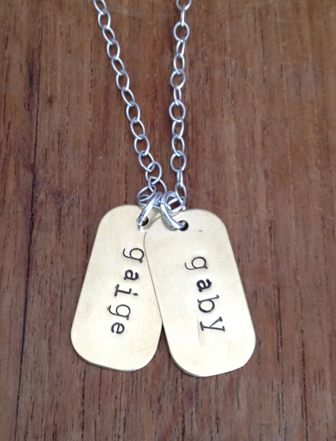 Personalized brass dog tag necklace