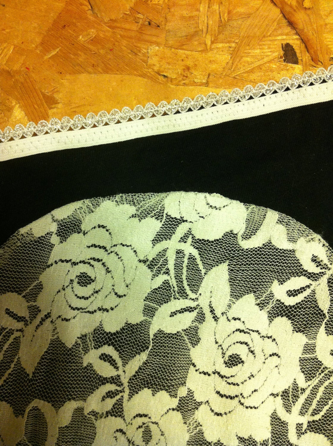 Ready to Ship - Amelia Hart Undies sz L Black with White heart and Silver trim