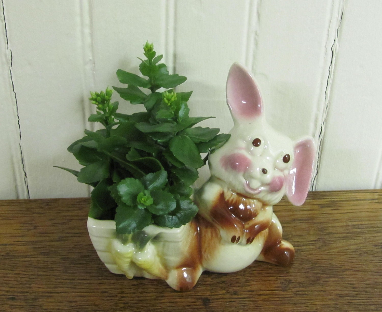 Vintage Ceramic Rabbit Animal Planter Pottery by ThisOrThatVintage