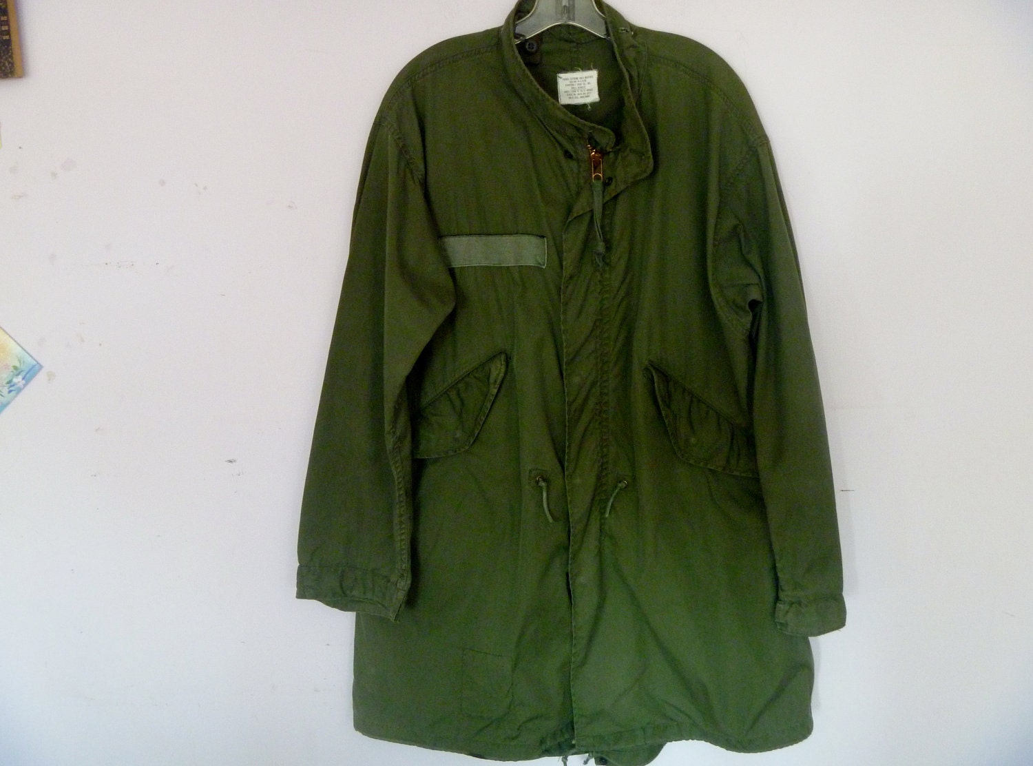 Vintage Cold War Army Green Parka for Extreme Cold Weather Calf Length Men's Size Large