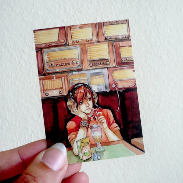 Radio Cafe ACEO Print
