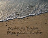 PRINTED 5 x 7 Beach Writing Love Names in the Sand at the Jersey Shore 5x7