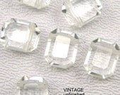 4  or 2 Pairs of Vintage Swarovski Clear 5105 Rectangle Top Drilled Beads 8x6.5mm -  made in the 1960s