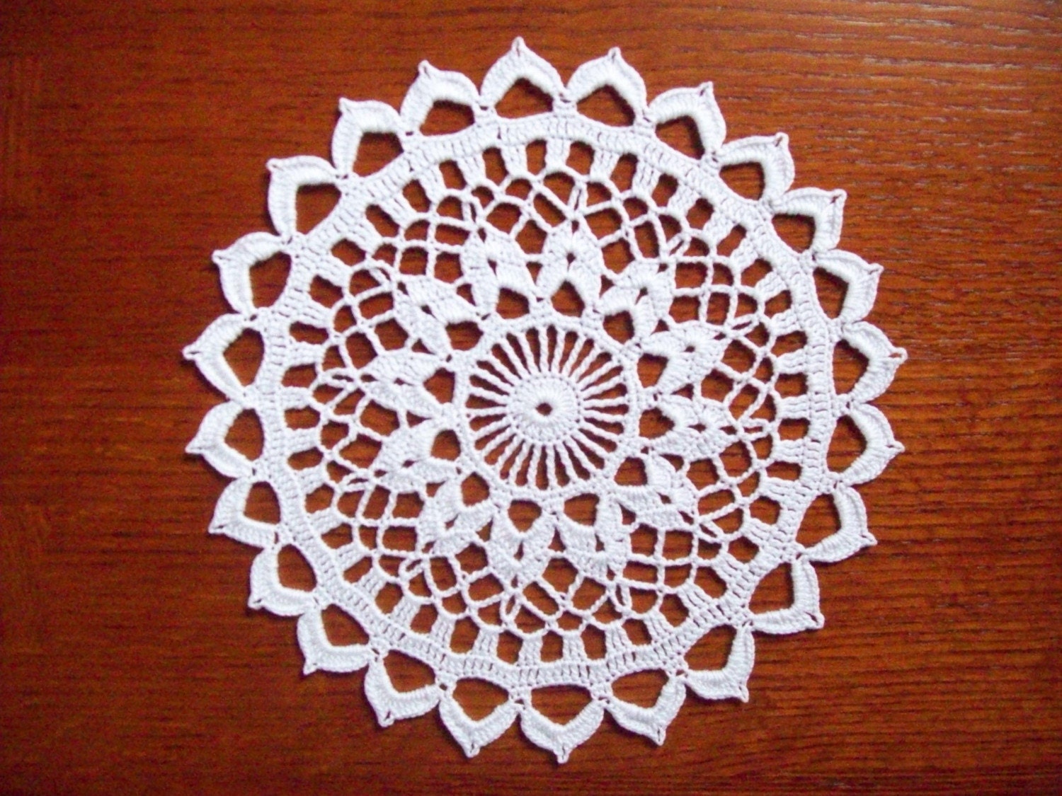Hand Crocheted Doily-9 inch, White, Heirloom Quality-More doilies in shop