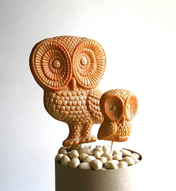 Hard Candy Lollipops -Woodland Hoot- Coffee Flavored -a hand made, statement candy
