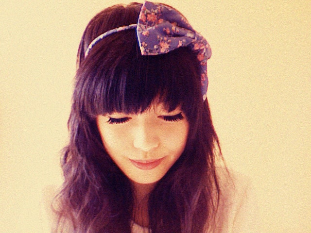 Japanese flower headband floral blue - by kani