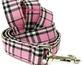 Pink Plaid Dog Leash - 6 Foot Dog Lead