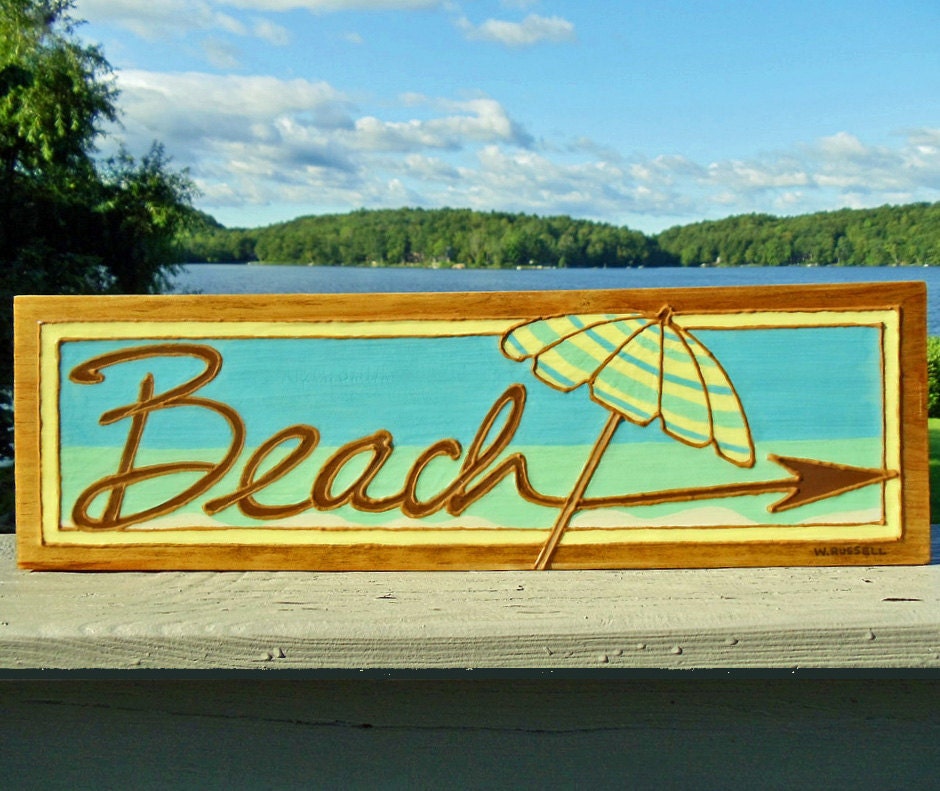Beach Original Handpainted Sign on Wood