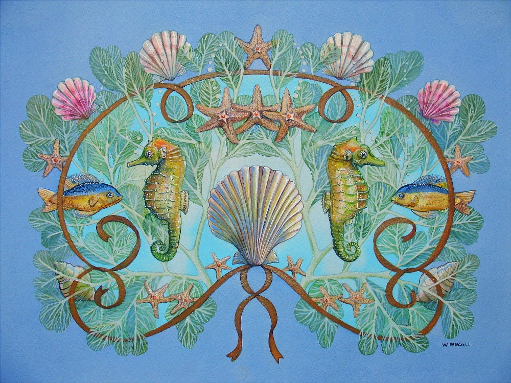 Original Coastal Inspired Watercolor Painting The Reef