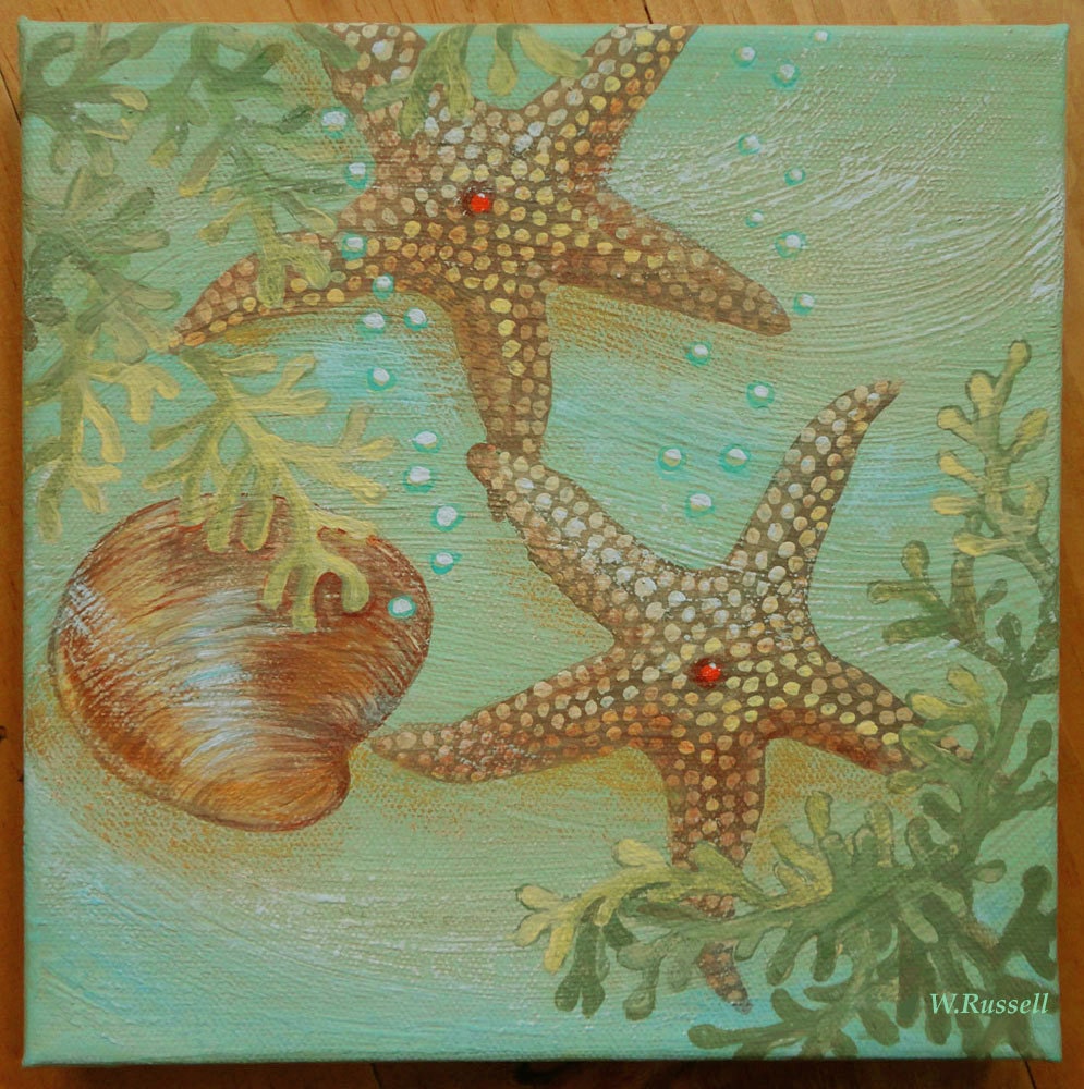 Original Painting on Canvas Starfish