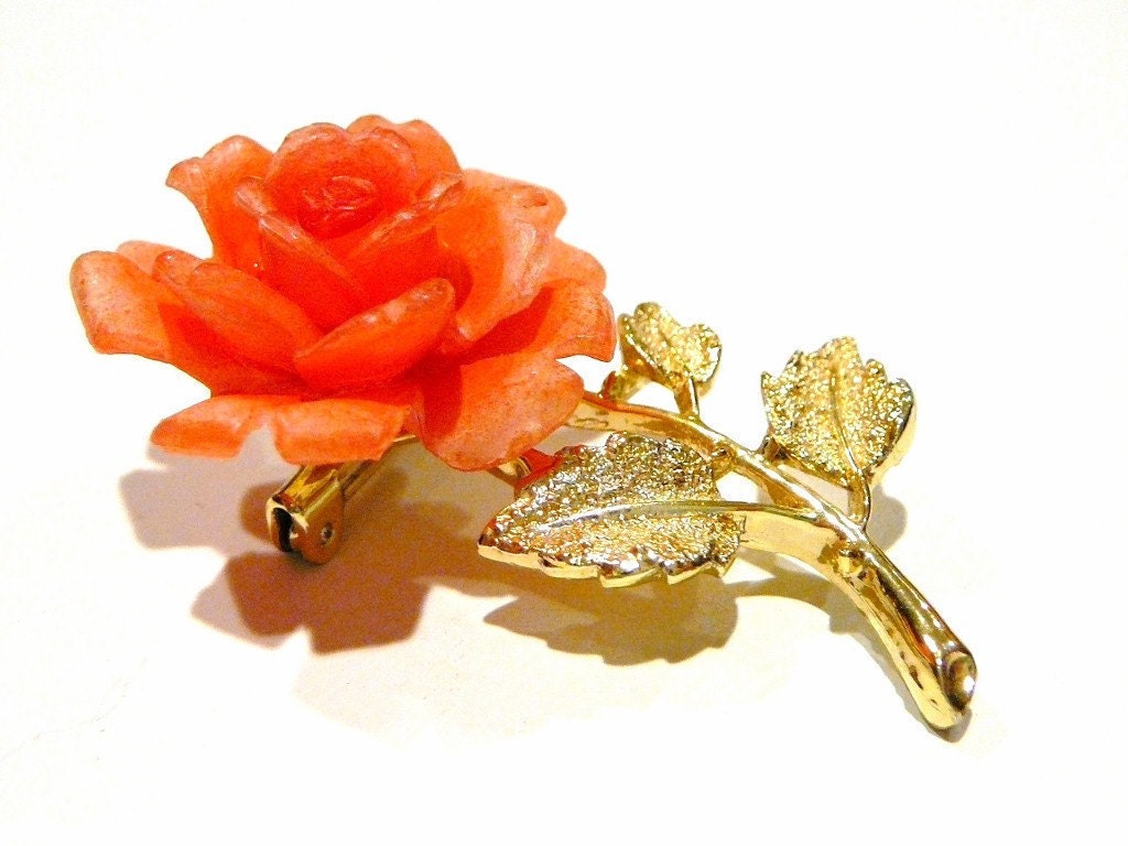 B3G1 Vintage Rose Flower Brooch Pin Goldtone