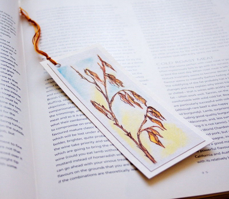 Artistic paper bookmark Autumn tree Seasons series Watercolor Israel art