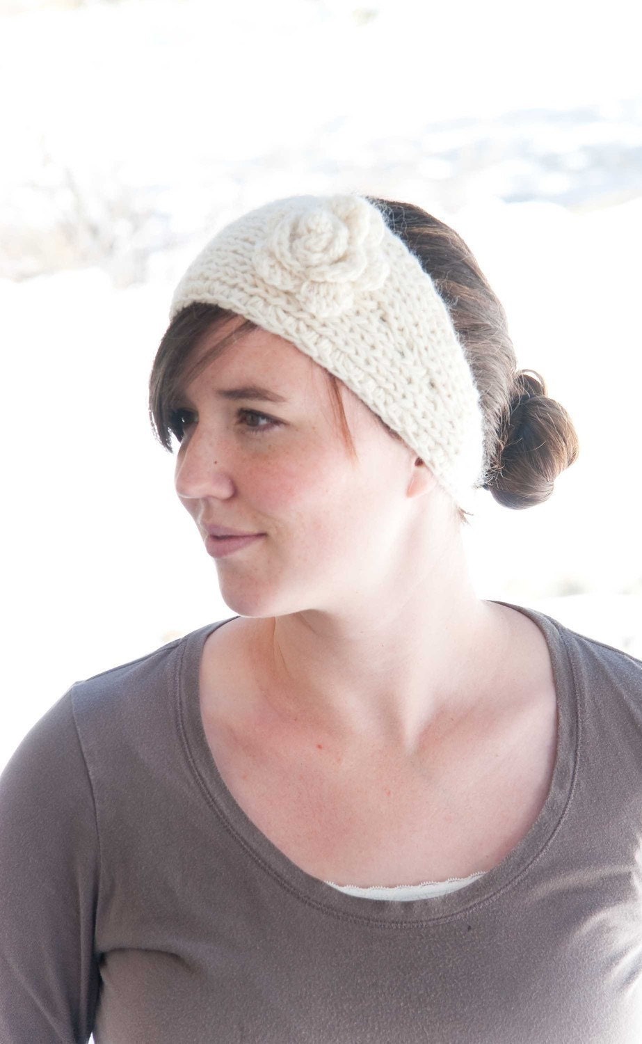 PATTERN Flower Headband Earwarmer (Knit and Crochet Pattern) PDF