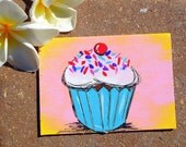 ACEO Colorful Cupcake Craving ORIGINAL Trading Card