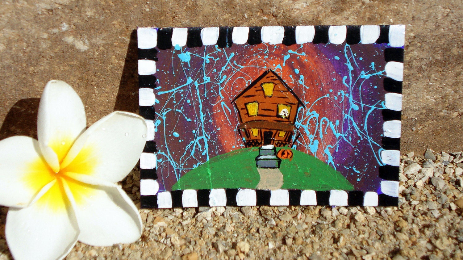ACEO Halloween Haunted House ORIGINAL Trading Card