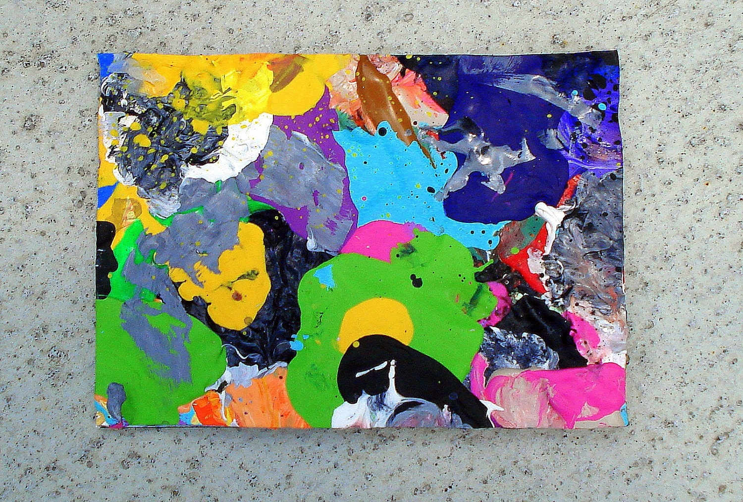 ACEO colorful paint splotch trading card