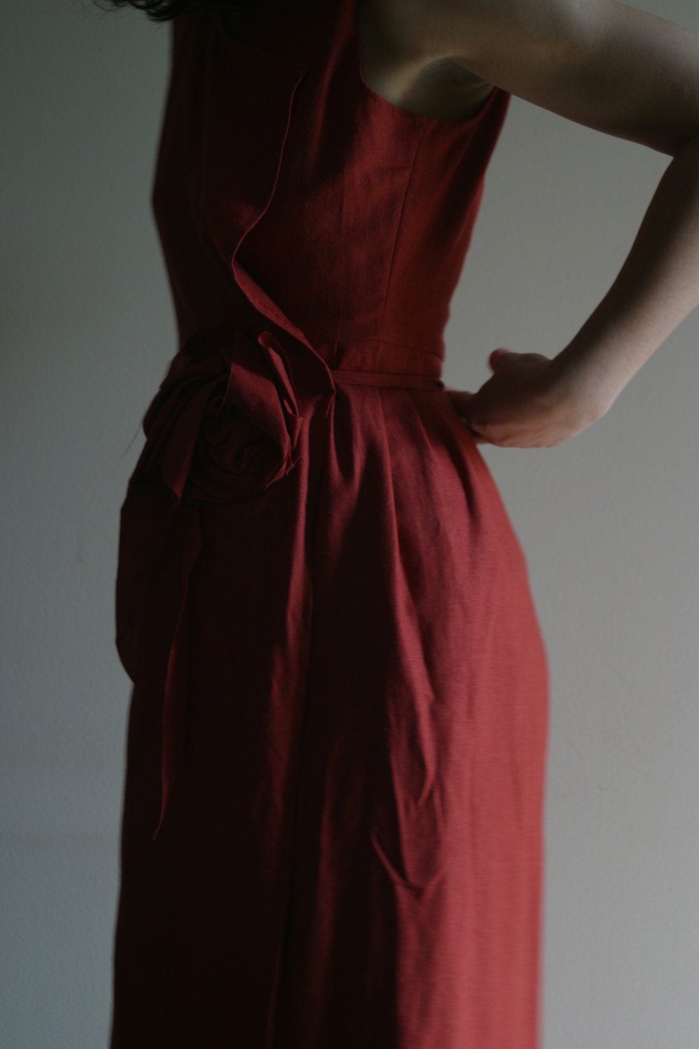 Wrap Linen Terracotta Dress Small/Medium by NervousWardrobe on Etsy