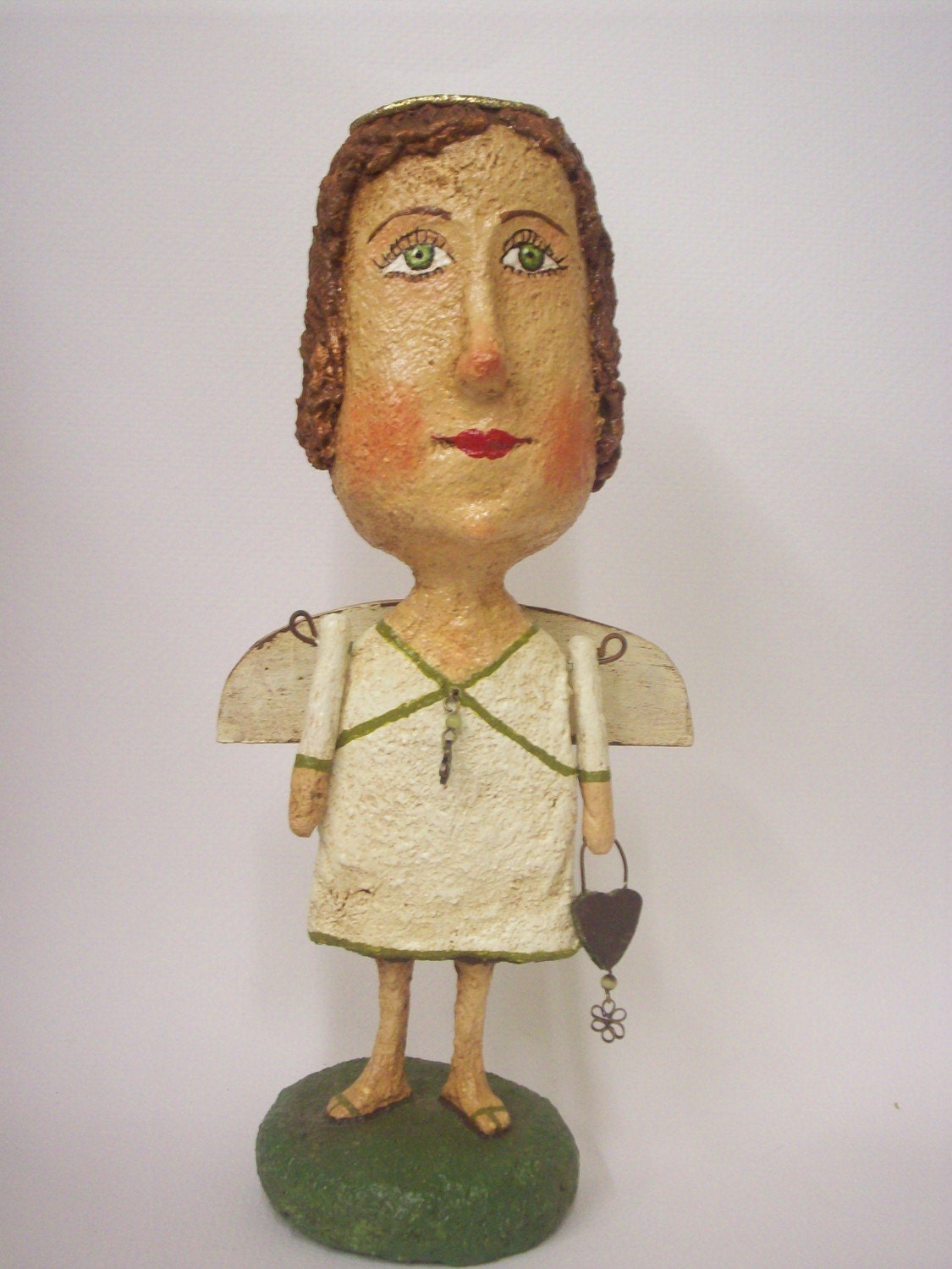 Primitive Paper Mache Airhead Angel Container