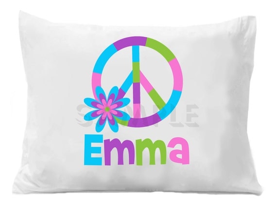 Peace Sign Personalized Pillow Case Personalized Pillow Case Il_570xn