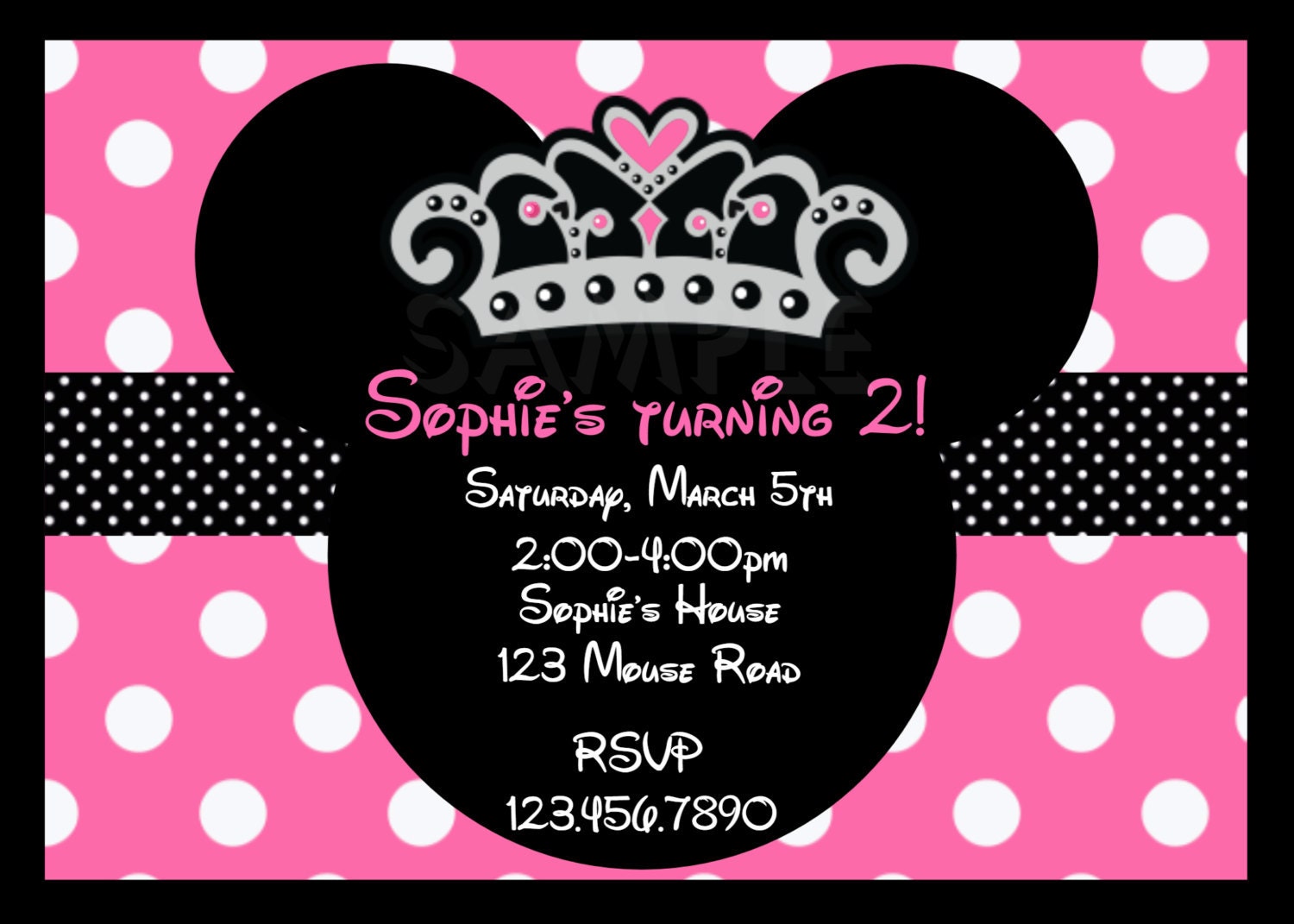 Princess Mouse Birthday Invitations Princess Mouse Birthday Party Invite Printable