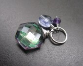 Blue, Purple & Green - BILLIE - Sterling silver wire wrapped Interchangeable bracelet charm and necklace pendant
