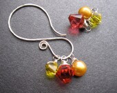 SALE 6 YELLOW/CORAL mix Sterling Silver Swarovski Crystal and pearl drops, Interchangeable earrings and necklace pendant