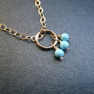 Blue TURQUOISE Trio 14k gold fill wire wrapped Interchangeable necklace pendant and bracelet charm