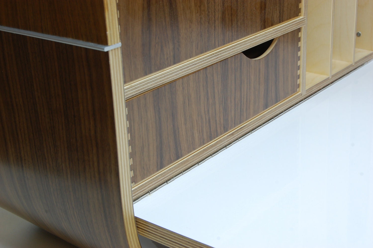Desk, wall mounted mail sorting cabinet